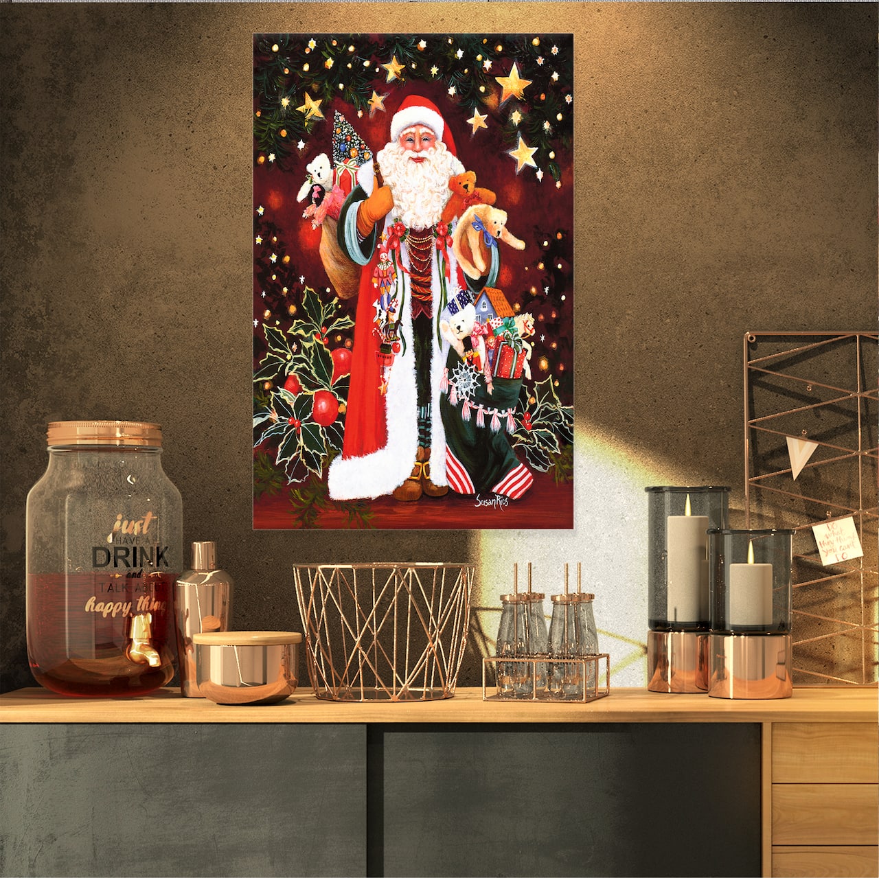 Designart - Happy Santa Claus Magic of Christmas - Canvas Art Print